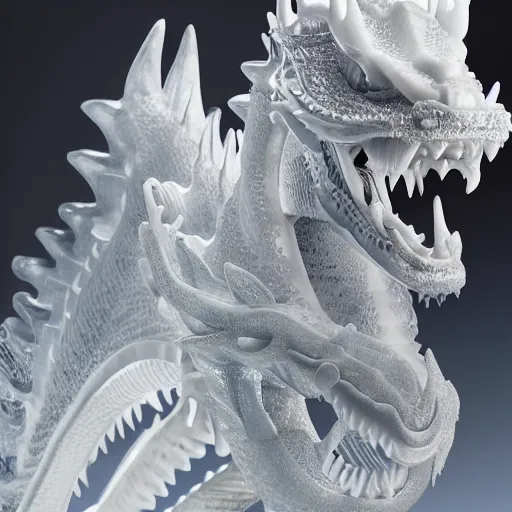 Image similar to an extremely detailed ice sculpture of a chinese dragon, studio lighting, 8K UHD