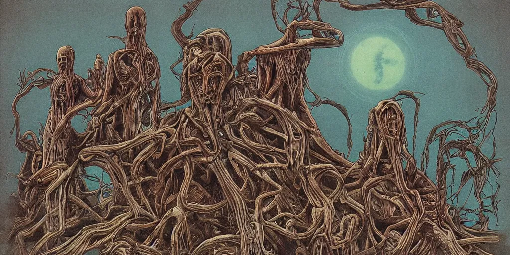 Image similar to Sega Mega Drive Genesis game of Twin Peaks in the style of H.R. Giger, Zdzislaw Beksinski and Todd McFarlane