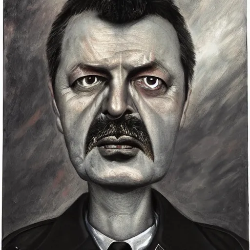 Image similar to Portrait by H.R.Giger of Igor Ivanovich Strelkov calling for total mobilization, photo-realistic, 2K, highly detailed