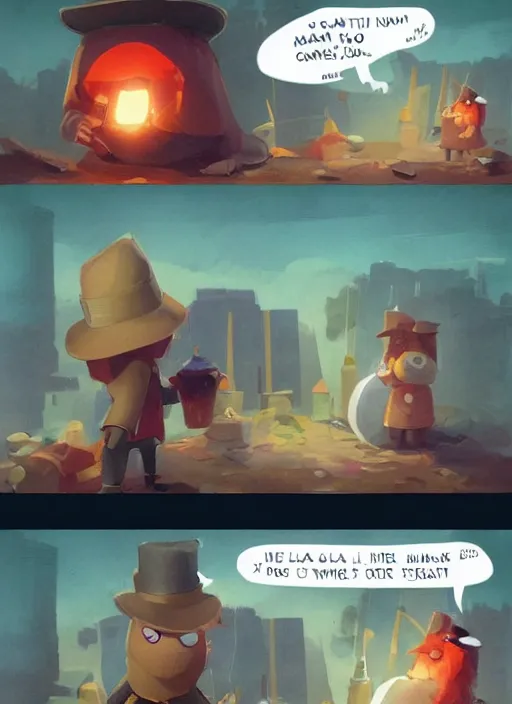 Prompt: a hat in time, funny vintage comic by greg rutkowski