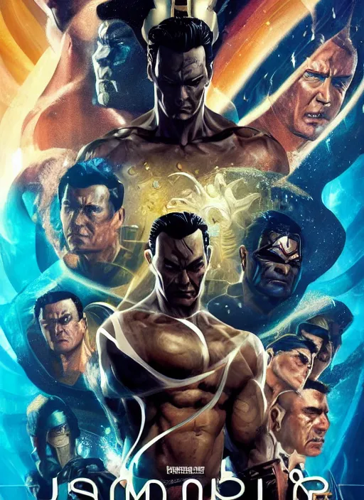 Image similar to a movie poster for a 2020 superhero movie Namor the sub-mariner, about a Mayan Chief, designed by John Alvin