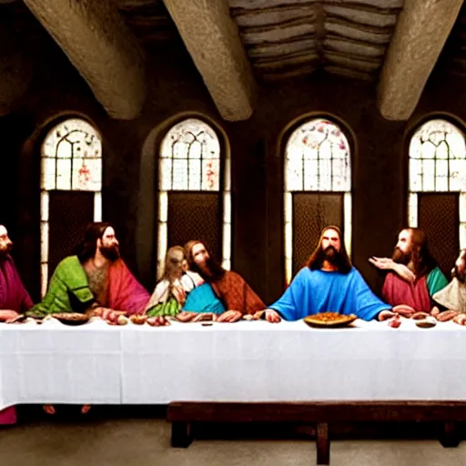 Image similar to cate blanchett as Jesus in the last supper