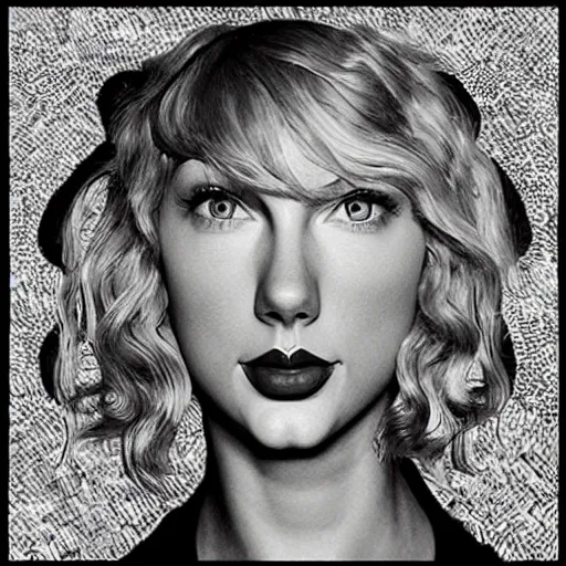 Prompt: portrait of taylor swift, mashup between mc escher and vincent van gogh