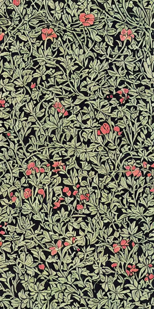 Image similar to a group of cats, happy, beautiful, style of william morris print