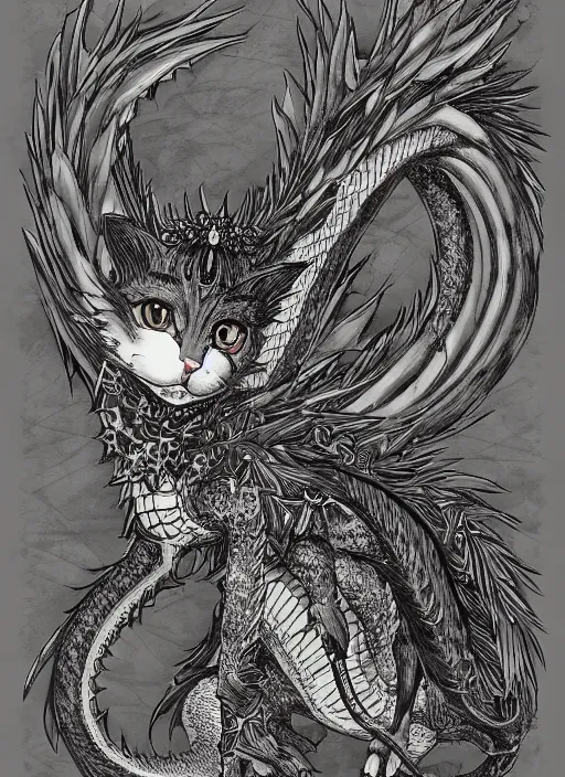 Prompt: cat - dragon victorian era by miyazaki hayao manga style symmetrical concept art, super - resolution, ultra - hd, 1 0 8 0 p,