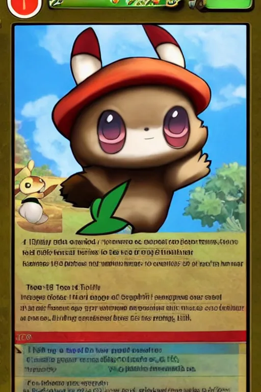 Image similar to teemo, a pokemon trading card of teemo, highly detailed pokemon trading card screenshot