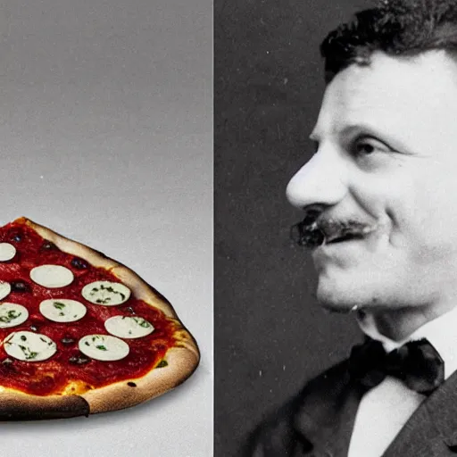 Prompt: man accidentally invents pizza