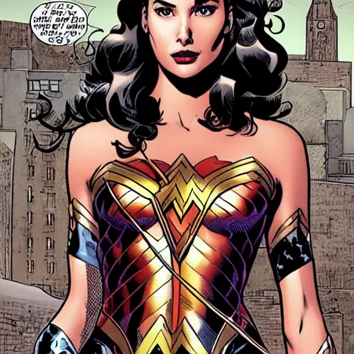 Image similar to Gal Gadot as wonder woman in a vertigo comic