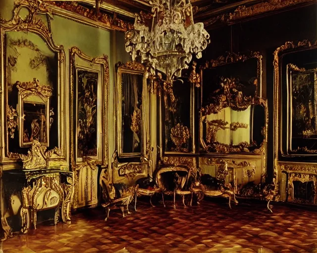 Prompt: photo of rococo interior, hyperrealism. photorealistic! extreme detail, closeup, sharp focus, helmut newton