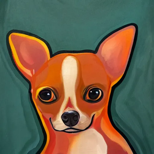 Image similar to abstract painting of a Chihuahua and taco bell