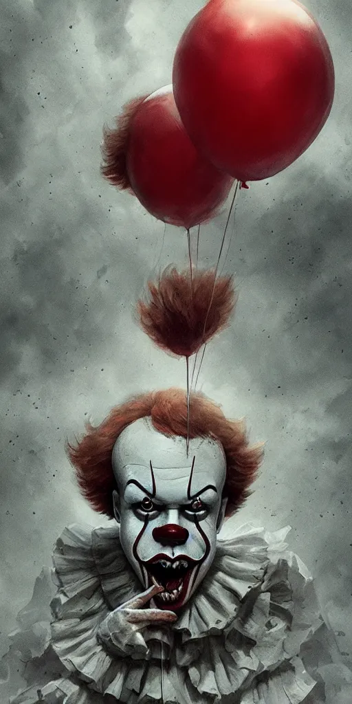 Image similar to a horror pennywise, greg rutkowski, zabrocki, karlkka, jayison devadas, trending on artstation, 8 k, ultra wide angle, zenith view, pincushion lens effect