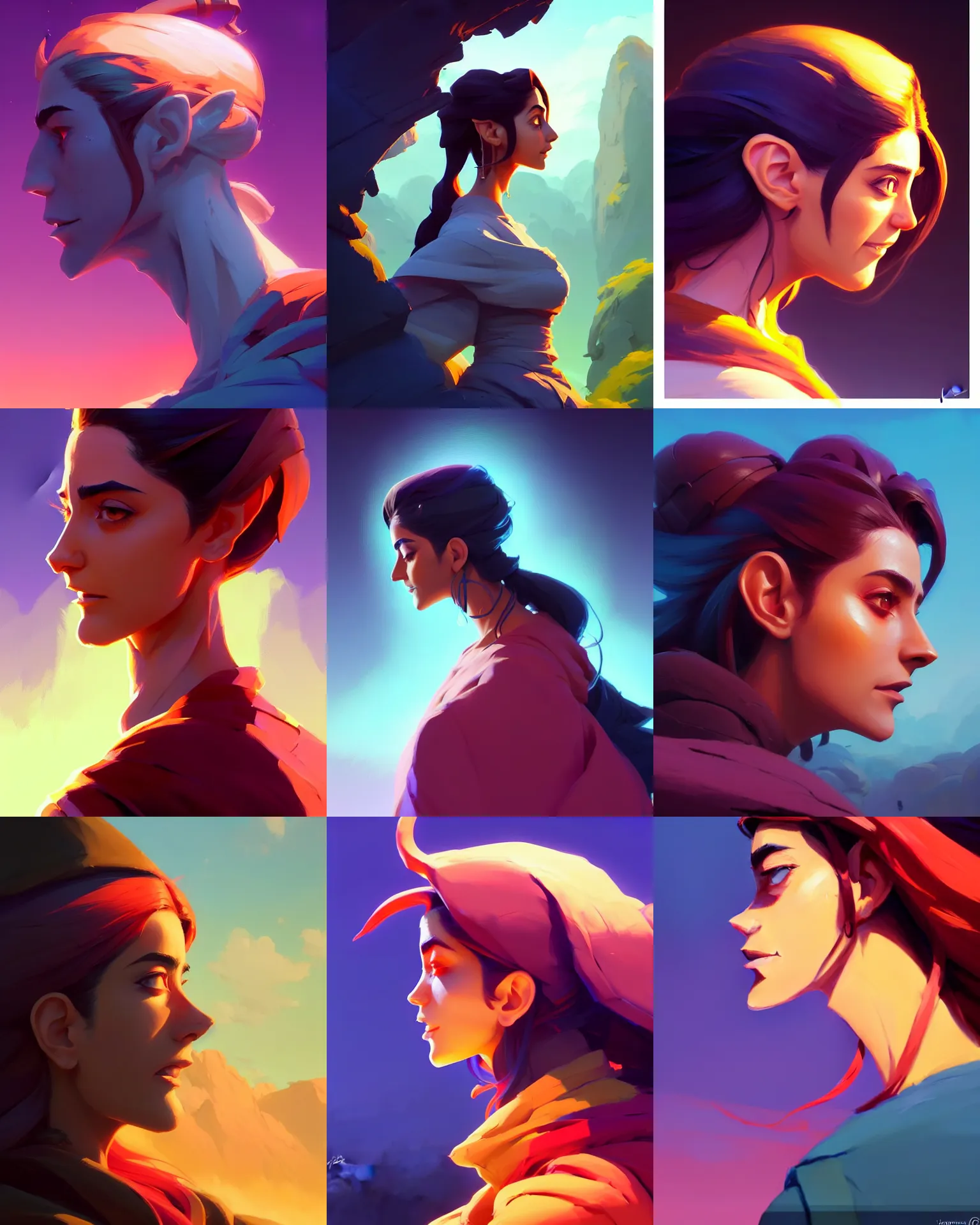 Prompt: side - profile painted portrait, maya ali, sorcerer, unreal engine, dynamic lighting, smooth, gaudy colors, octane render aesthetic, matte painting concept art, official fanart behance hd artstation by jesper ejsing, by rhads and makoto shinkai and lois van baarle and ilya kuvshinov and rossdraws