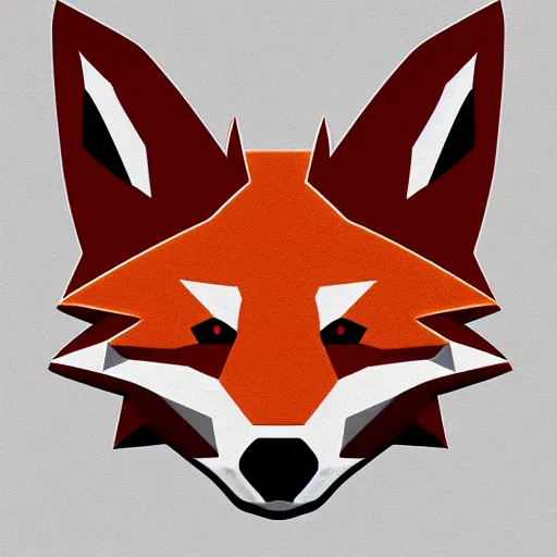 Prompt: logo featuring a fox's head as origami art, flat, white and orange colors, white background, Cut style, featuring the word FOXY