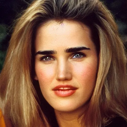 Image similar to face of 20 years old Jennifer Connelly with blonde hair