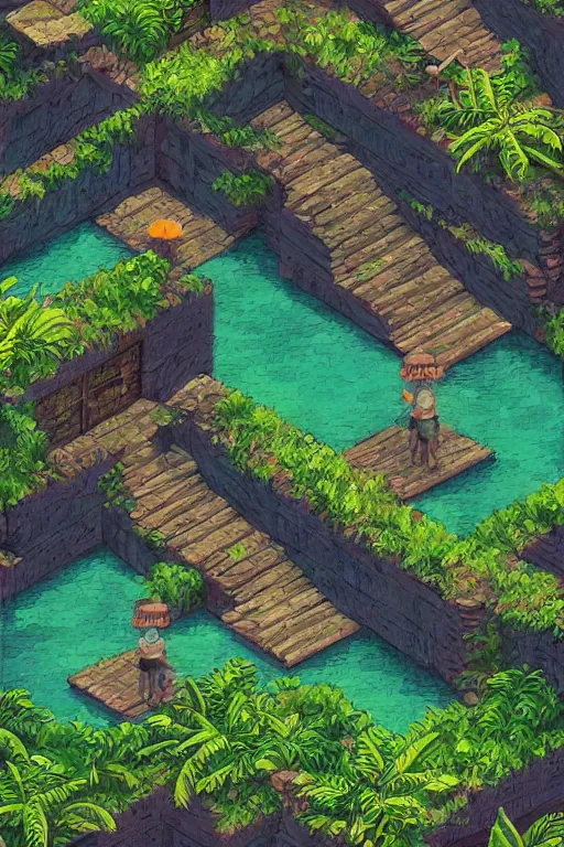 Prompt: “ a pre - rendered background from a 1 9 9 9 jrpg, tropical ”