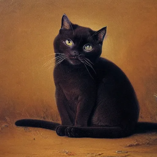 Prompt: cute burmese cat, in style of Ivan Shishkin, oil painting, renaissance drawing, hd, detailed