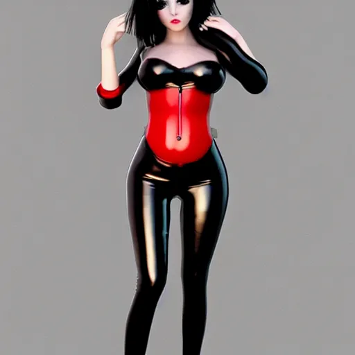 Prompt: a feminine curvy pale young hot goth cutie wearing a tight elegant elaborate black-red-gold-silver latex-nylon-leather outfit, dreamy eyes, cgsociety, photorealistic, sublime-hyperadvanced-seductive ambience, 16k, smooth, sharp focus, trending on ArtStation, volumetric lighting, thin waist, fully clothed