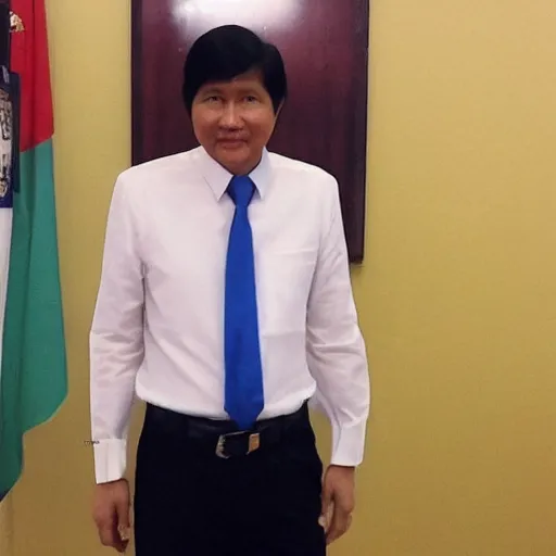 Image similar to full body mugshot photo of BongBong Marcos wearing, realistic,