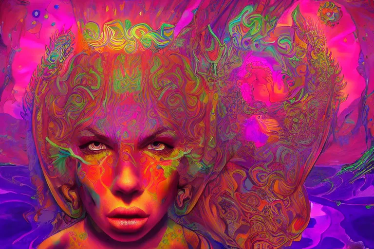 Image similar to third - eye visions, psychedelic art, artist interpretation, psychedelic interpretation, hallucinatory art, cgsociety contest winner, artstation hd, 4 k