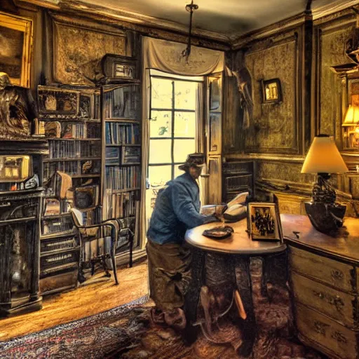 Image similar to The study of an explorer in the clue mansion Antiques HDR