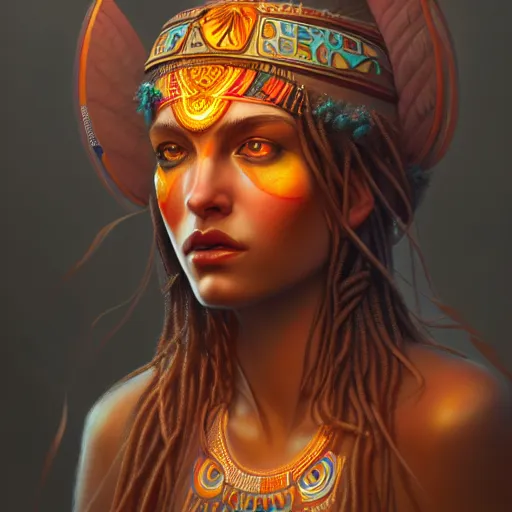 Image similar to tribe goddess, highly detailed, digital painting, artstation, concept art, soft light, sharp focus, illustration