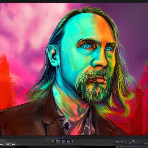 Image similar to Alexander Dugin became an cringe degraded abomination, full of colour, cinematic lighting, trending on artstation, 4k, hyperrealistic, focused, cinematic