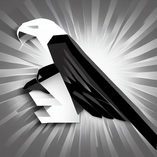 Image similar to 2 dimensional, vector, low poly, white eagle icon, black background, cgsociety