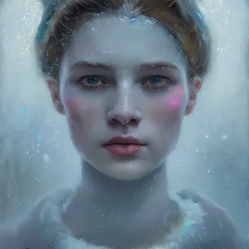 Prompt: Intricate five star Frost Princess facial portrait by Pablo Picasso and Greg Rutkowski, oil on canvas, HDR, cinematic, vibrant colors, photo realistic, hyperrealism,high detail, matte finish, high contrast, 3d depth, masterpiece, vivid colors, artstationhd