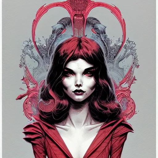 Image similar to portrait soft light, by killian eng and joe fenton and martin deschambault and conrad roset, inspired by victorian marvel comics, red and grey only, etching, fine, sharp high detail,