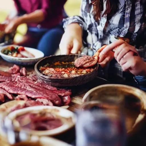 Image similar to women eating cowboy human meat for dinner