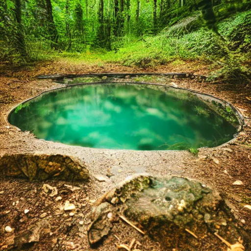 Image similar to photograph of liminal pool, sigma 3 0 mm, f / 2. 8, 8 k, high detail, synthwave, in nature, abandoned