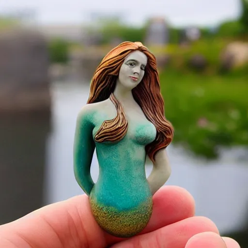 Image similar to an amazing ceramic realistic mermaid sculpture mug, creative, beautiful, award winning design, functional, colorful