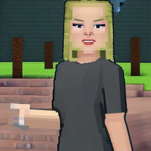 Prompt: lindsay lohan in minecraft, official screenshot