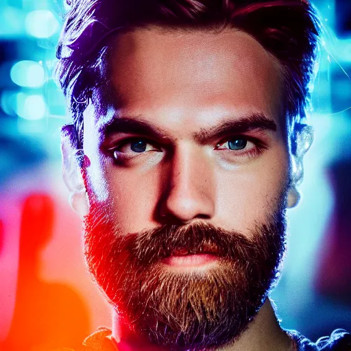 Image similar to Portrait of PewDiePie, splash art, movie still, cinematic lighting, dramatic, octane render, long lens, shallow depth of field, bokeh, anamorphic lens flare, 8k, hyper detailed, 35mm film grain