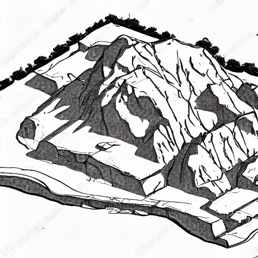 Prompt: isometric view of boulder, lineart