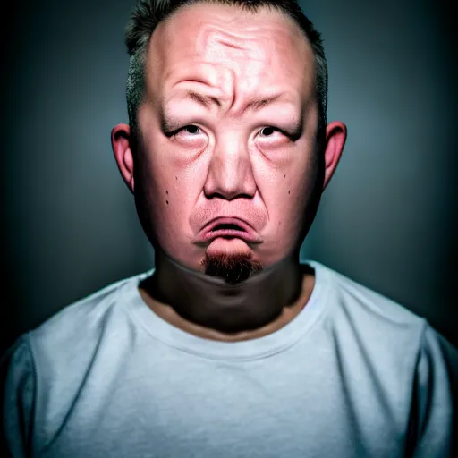 Image similar to the world's biggest idiot, studio portrait photo with dramatic lighting