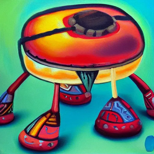 Prompt: a funky little beetle playing a bongo at a party, oil painting, high detail, funky!