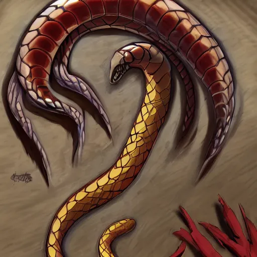 Prompt: yellow snake with red eyes detailed cinematic d & d digital artwork