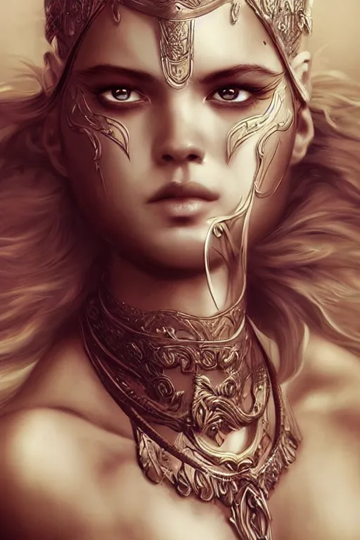 Image similar to Ethereal female warrior, intricate detail, ornate, conceptual art, soft light, dynamic, art by artgerm