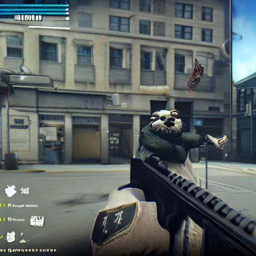 Image similar to Screenshot from the PC game Payday 2 demonstrating the fursuit unlock