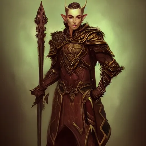 Prompt: Dark Fantasy portrait painting of a handsome elf man, waist high, fantasy clothing, cgsociety, trending on artstation
