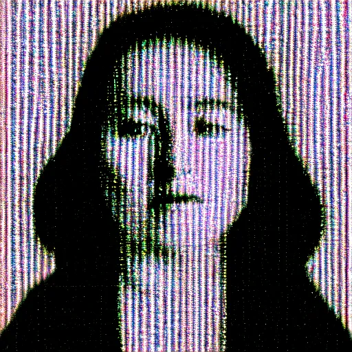 Image similar to vhs static overlay of marian apparition, vhs, 1 9 9 0, highly realistic, highly detailed, vhs noise static, black and white, vhs glitch