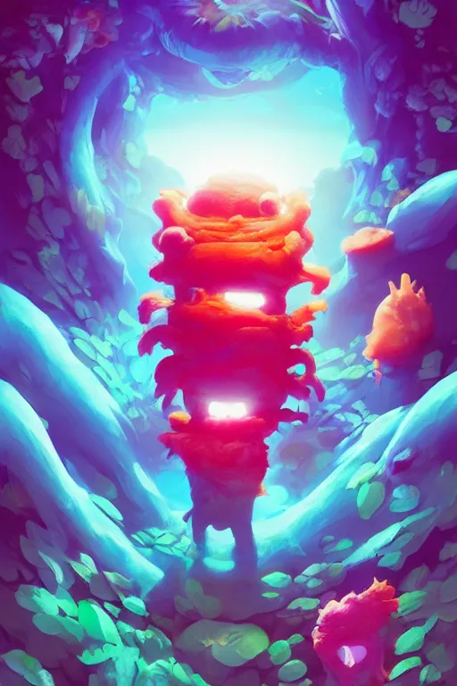 Prompt: smurf ghost creature animal sushi cristal very big eye roots cactus elemental flush of force nature micro world fluo fishscale, behance hd by jesper ejsing, by rhads, makoto shinkai and lois van baarle, ilya kuvshinov, rossdraws radiating a glowing aura global illumination ray tracing hdr