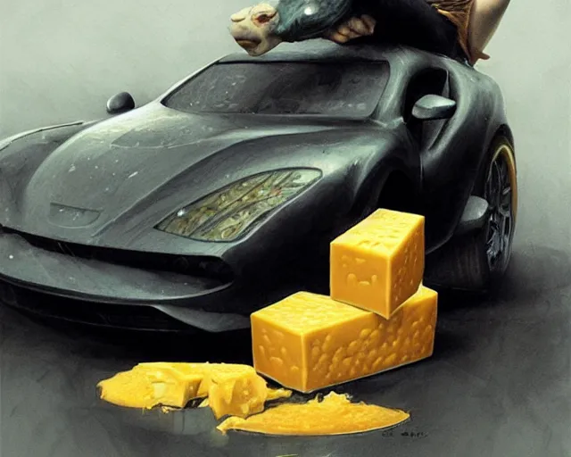 a car made of cheese, many holes, made of cheese, Stable Diffusion