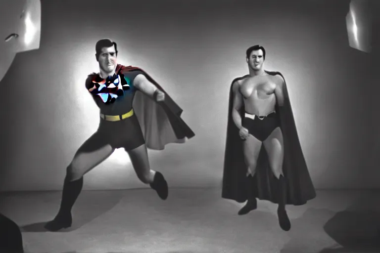 Image similar to rock hudson playing superman in, superhero, dynamic, 3 5 mm lens, heroic, studio lighting, in colour