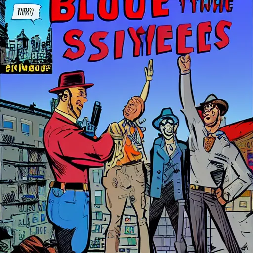 Prompt: blue sky in the style of will eisner