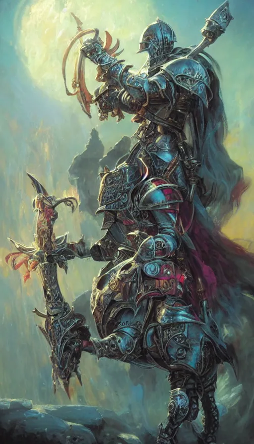 Prompt: Knight of timeless skulls by Adrian Smith and Delphin Enjolras and Daniel F. Gerhartz