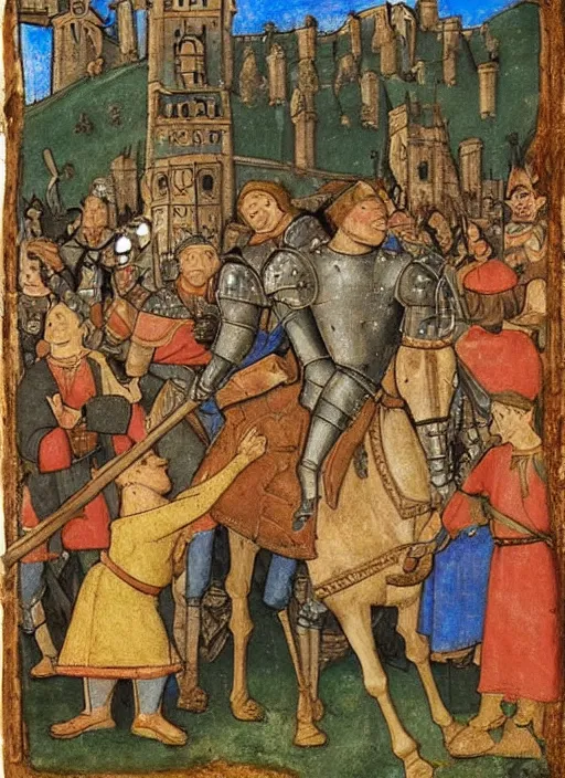 Image similar to a medieval manuscript of Shrek in armour, a illustration by Pietro Lorenzetti, trending on pinterest, romanesque, academic art, detailed painting, storybook illustration