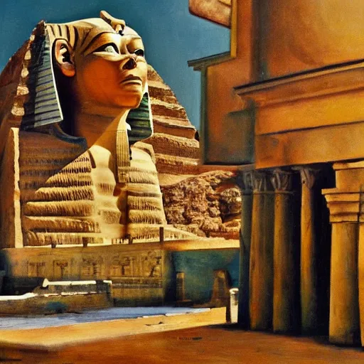 Prompt: a theme park in old egypt, oil painting