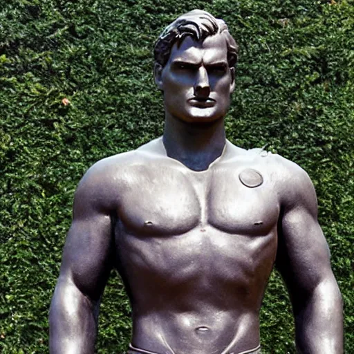 Image similar to Henry Cavill as a Bronze statue, professional photography